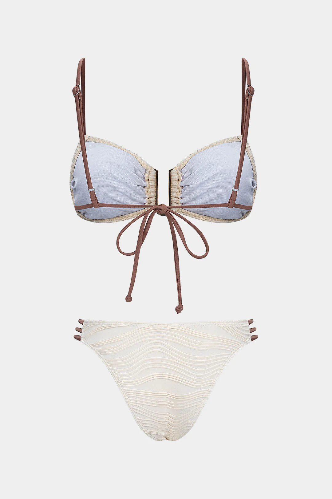 Bikini texturé à détail central métallique