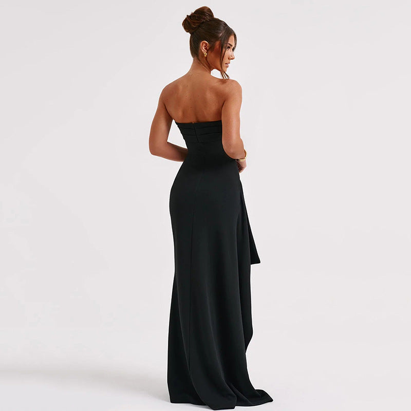 Robe longue à fente haute sexy et dos nu