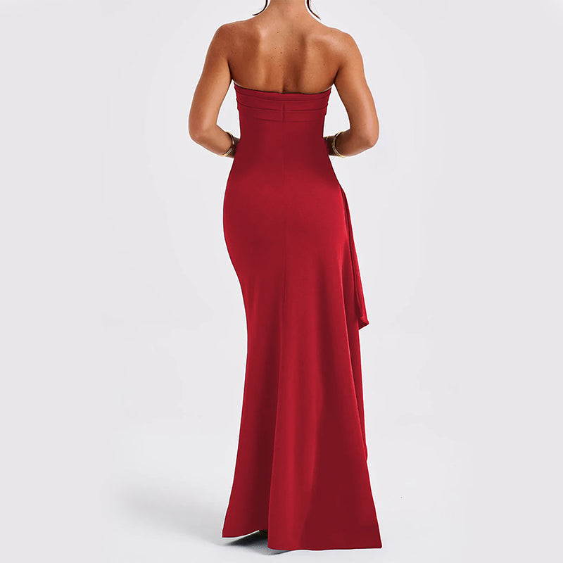 Robe longue à fente haute sexy et dos nu