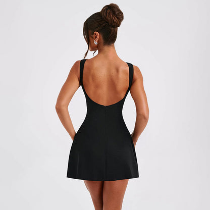 Robe patineuse style Européen dos échancré