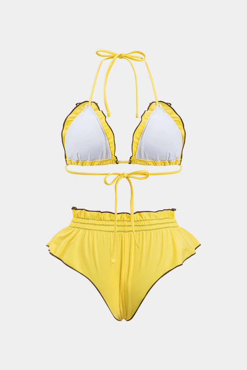 Bikini 2 pièces à volants et fronces