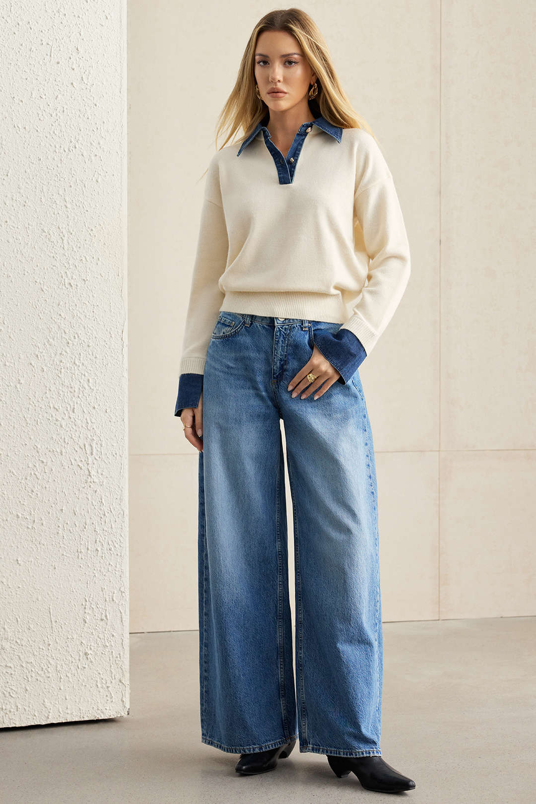 Pull patchwork à manches longues