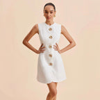 Mini robe sans manches boutons dorés