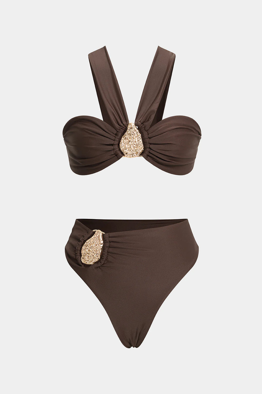 Ensemble bikini asymétrique à décor métallique