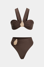 Ensemble bikini asymétrique à décor métallique