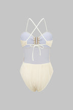 Maillot 1 pièce texturé à détail doré