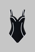 Maillot 1 pièce noir & blanc sculptant