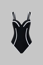 Maillot 1 pièce noir & blanc sculptant