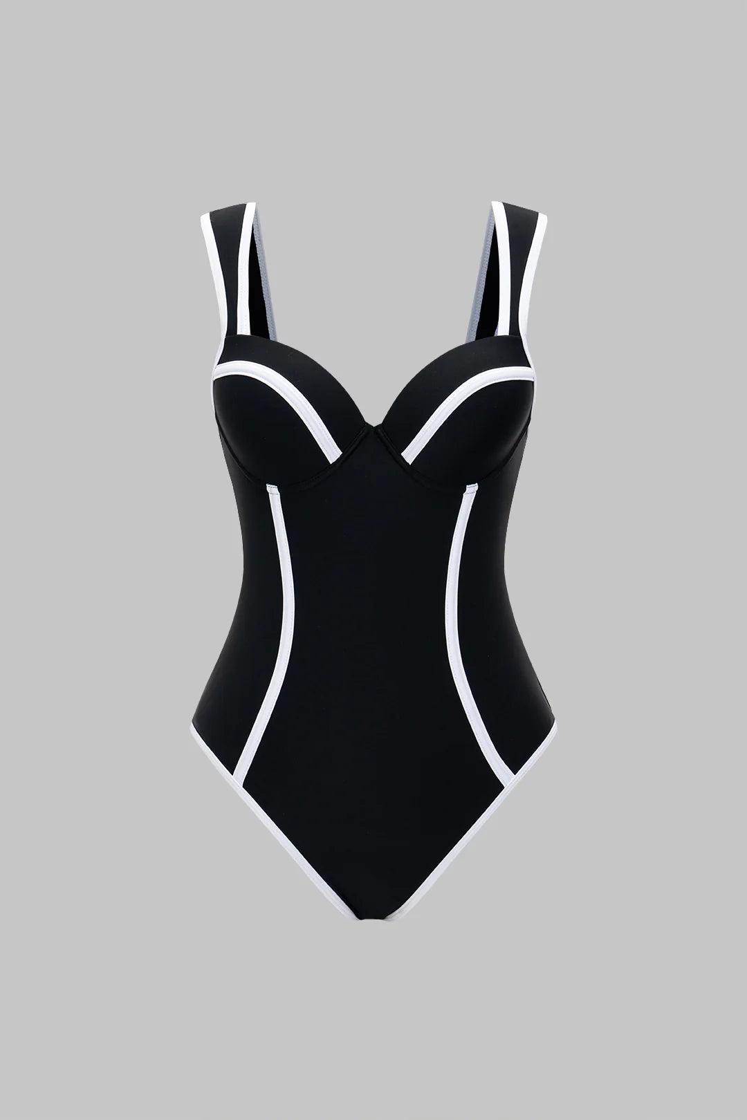 Maillot 1 pièce noir & blanc sculptant