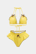 Bikini 2 pièces à volants et fronces