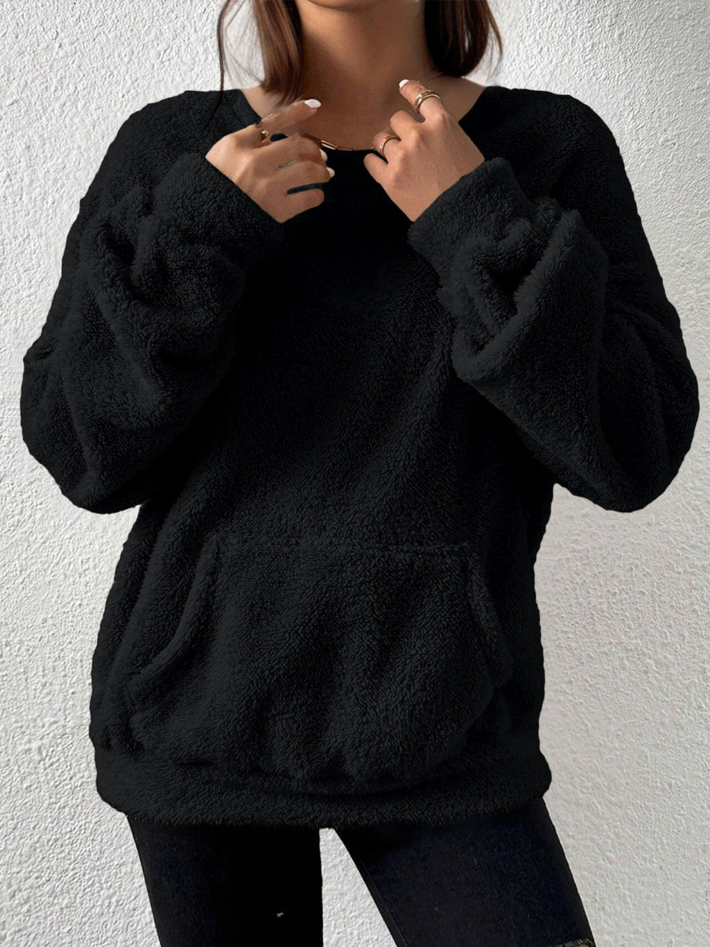 Pull cocoon à effet pilou