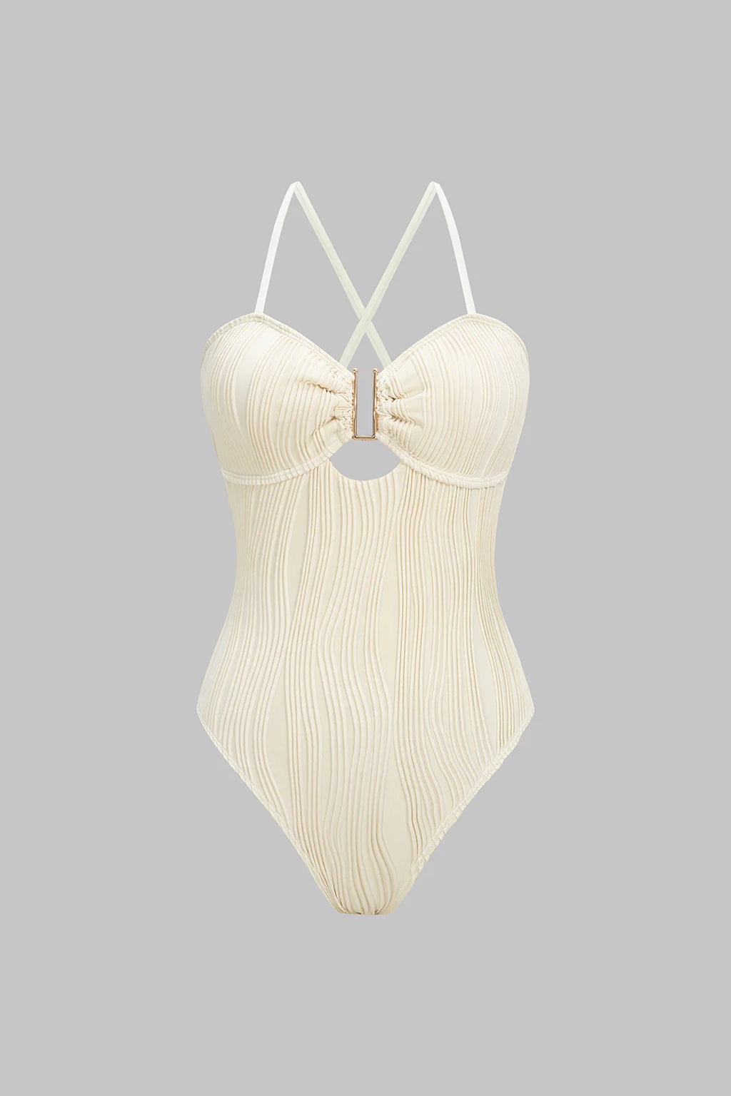 Maillot 1 pièce texturé à détail doré