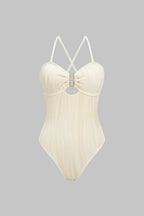 Maillot 1 pièce texturé à détail doré