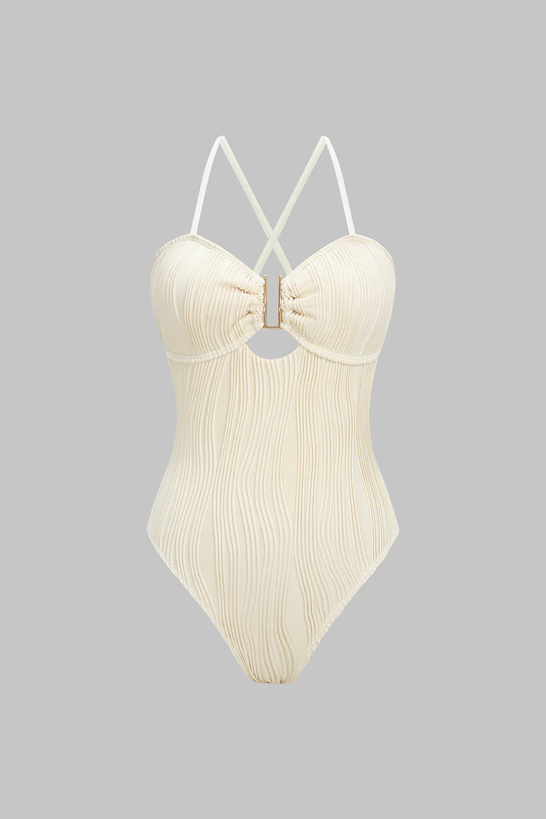 Maillot 1 pièce texturé à détail doré