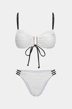 Bikini texturé à détail central métallique