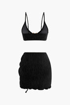 Ensemble bikini texturé avec jupe drapée