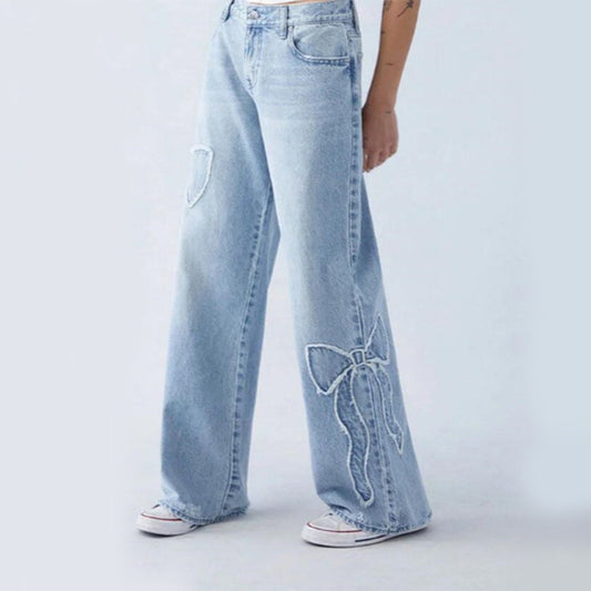 Jeans Baggy brodés papillon