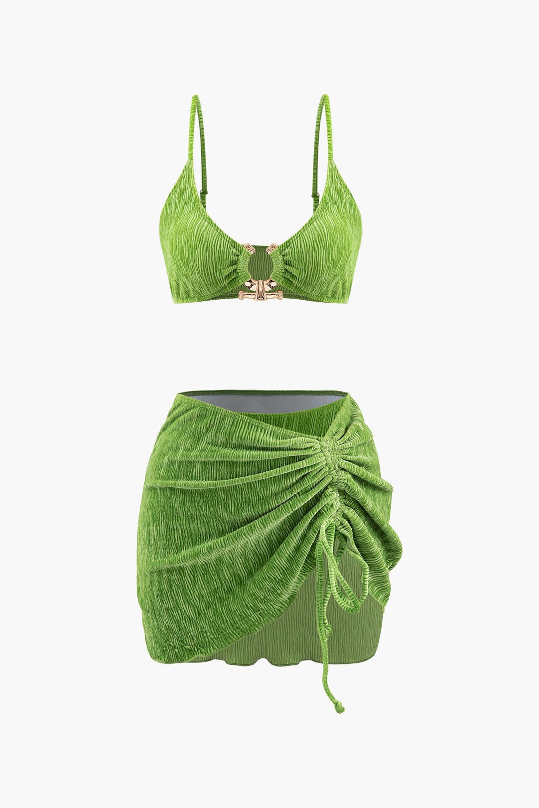Ensemble bikini texturé avec jupe drapée