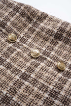 Pantalon taille haute double boutonnage à carreaux