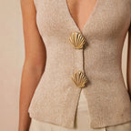 Gilet d’été élégant à boutons coquillage