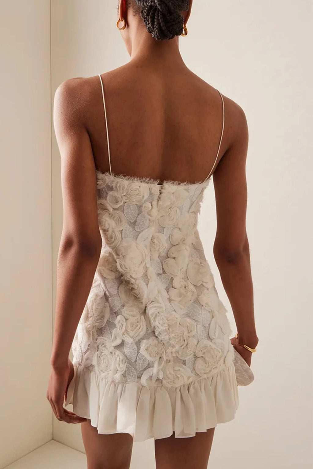 Robe Mini Fleurie en Dentelle 3D