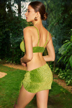 Ensemble bikini texturé avec jupe drapée