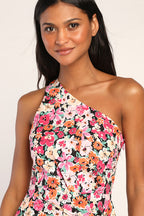 Maya Mini-robe asymétrique à fleurs