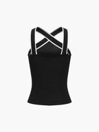 Haut en tricot à bretelles contrastées