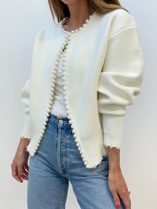 Cardigan à bordure perlée