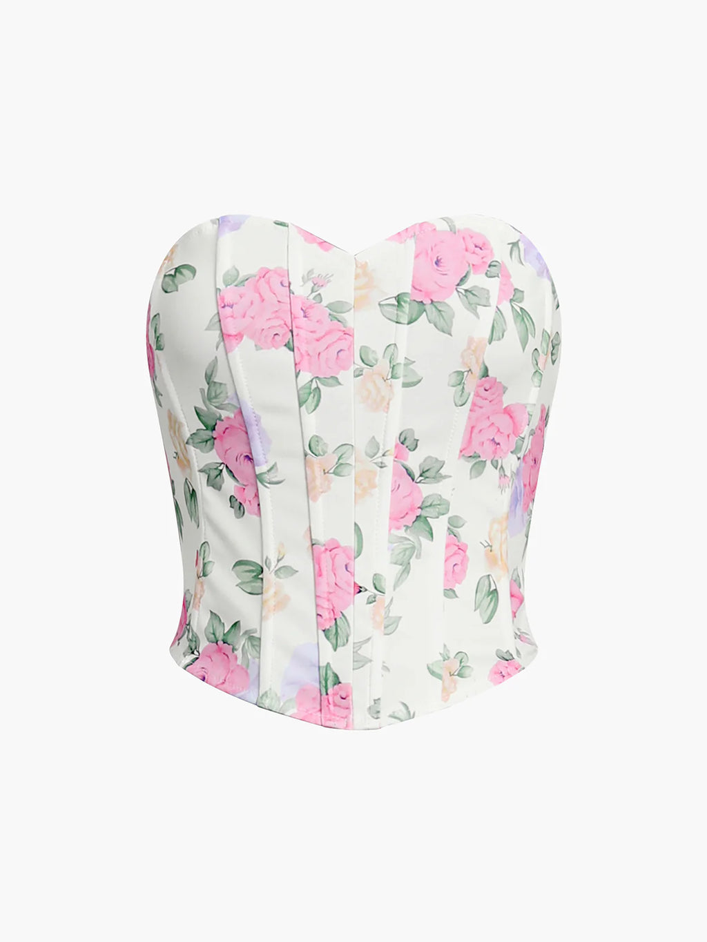 Corset Bustier Fleuri Col en Cœur