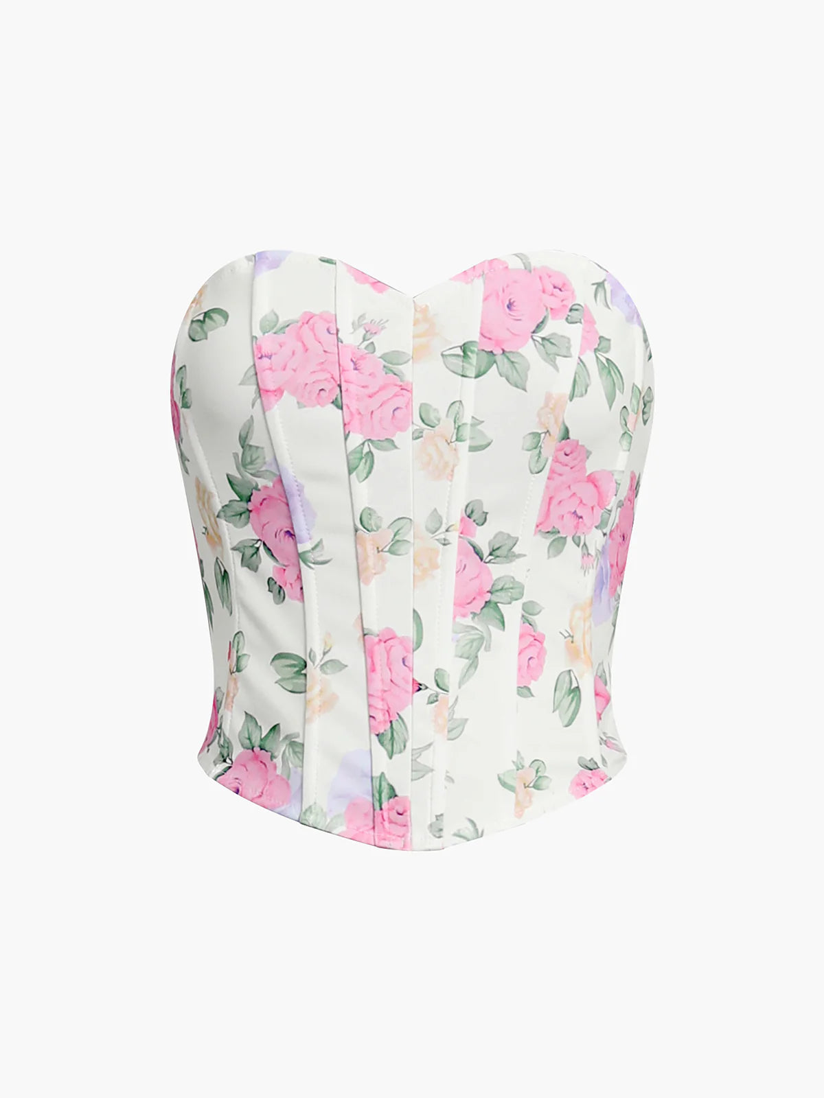 Corset Bustier Fleuri Col en Cœur
