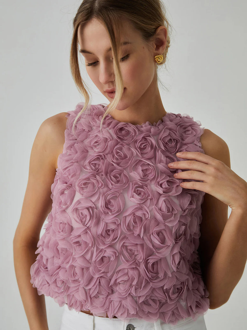 Haut à Roses en Relief