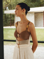 Maillot 1 Pièce Écru Bretelles Ajustables