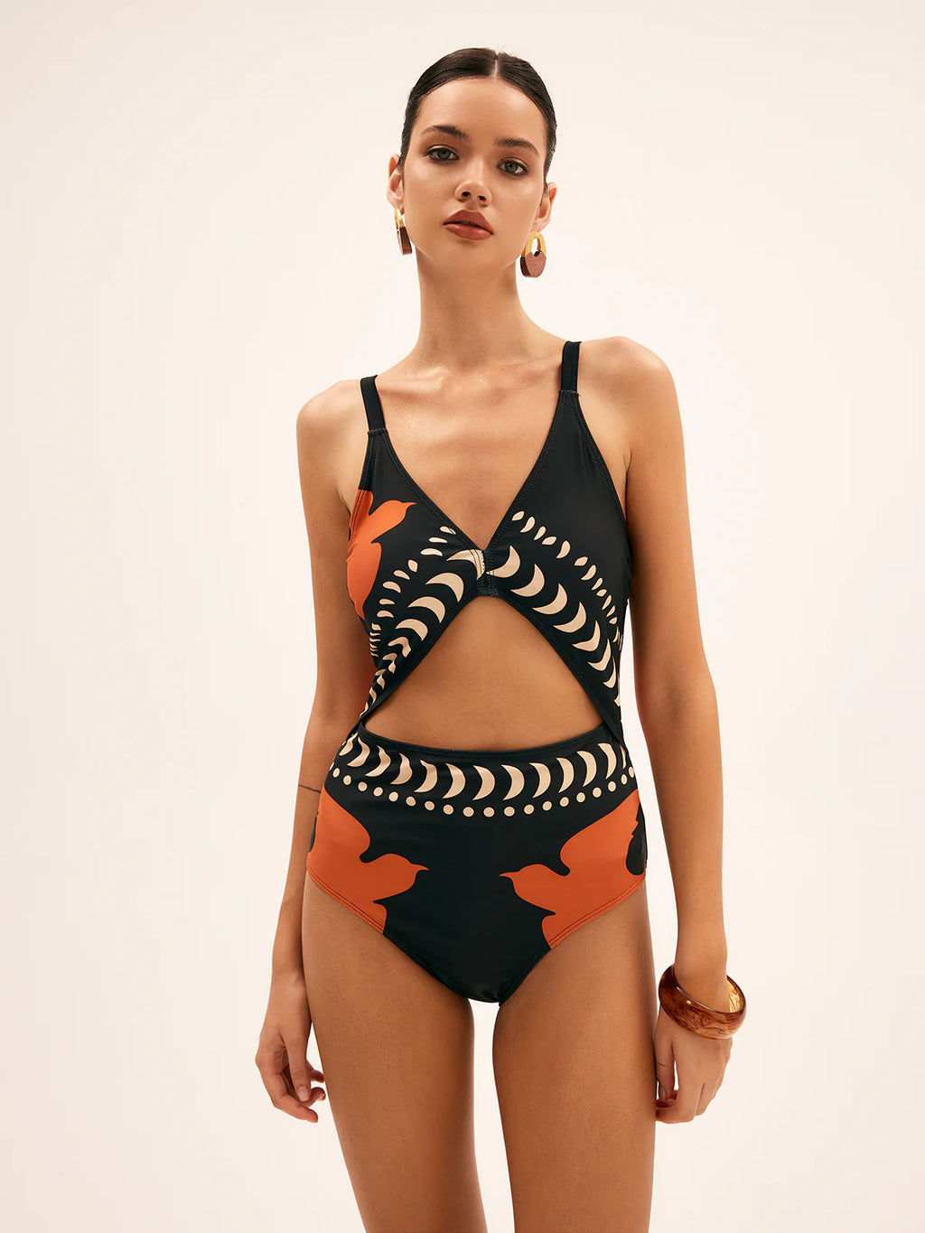 Ensemble maillot & jupe imprimé oiseaux