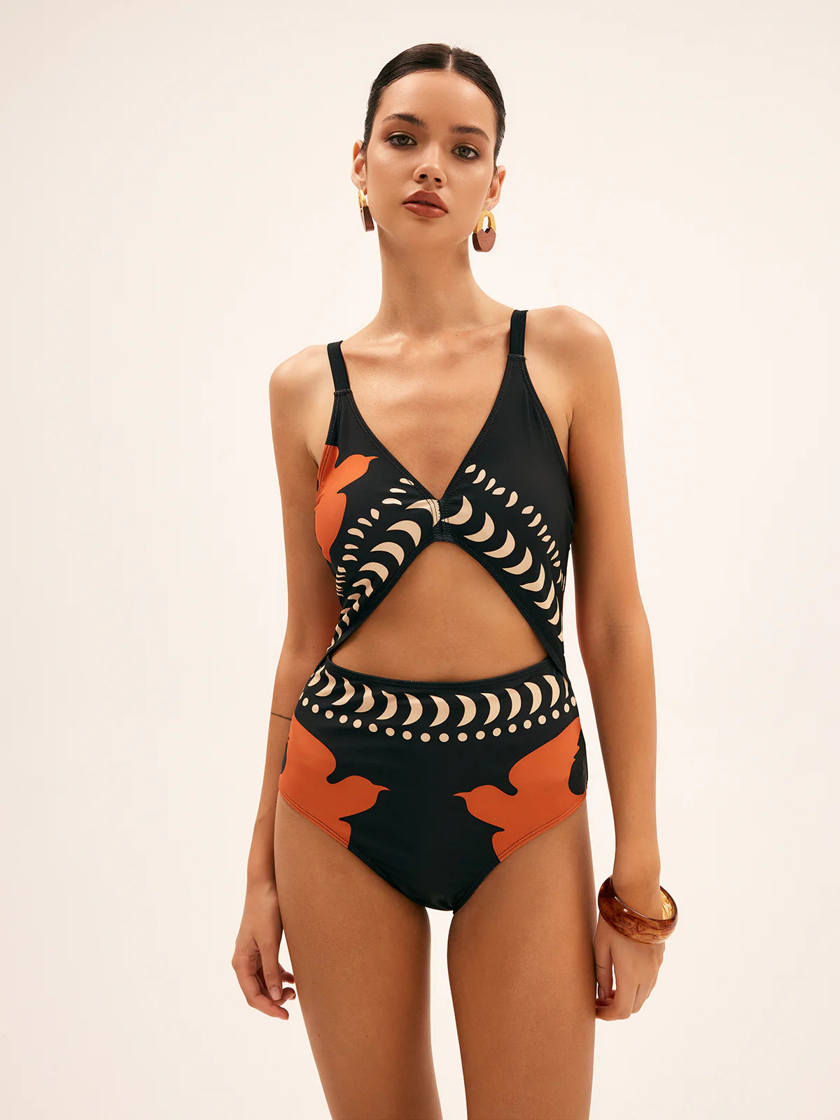 Ensemble maillot & jupe imprimé oiseaux