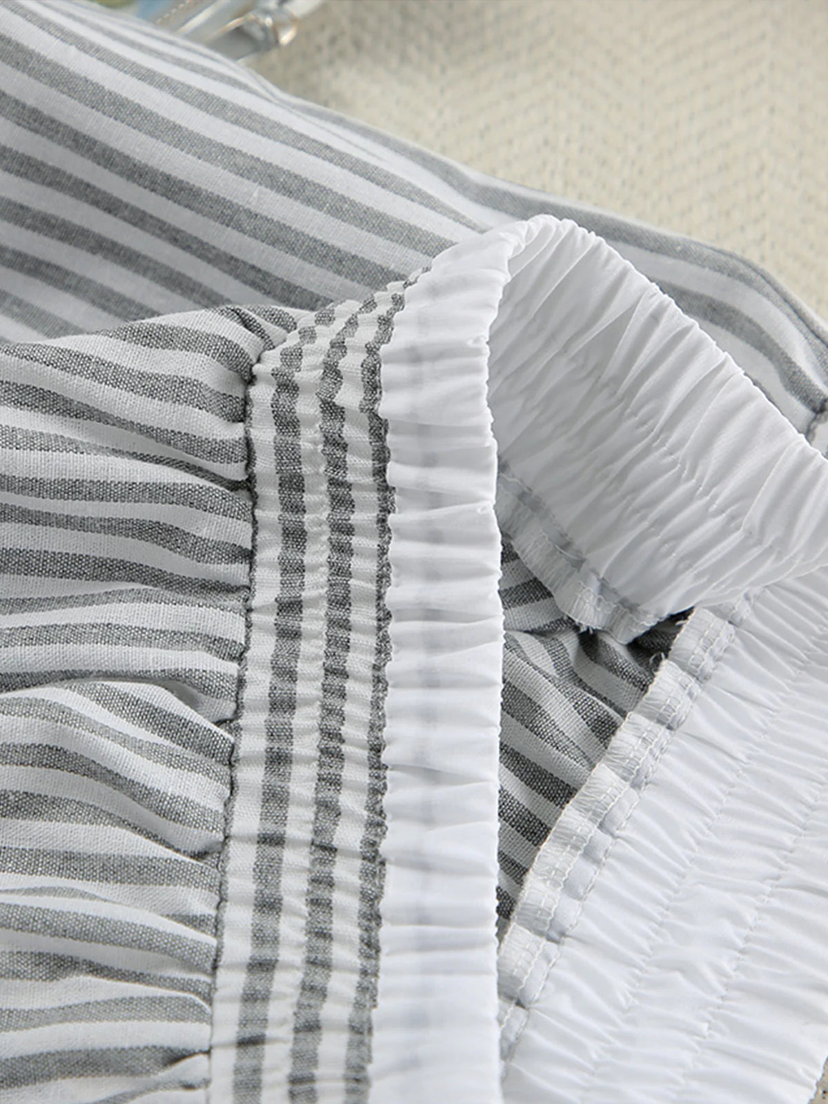 Ensemble rayé blazer et pantalon taille élastique