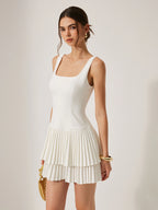 MARIA Robe plissée à encolure carrée