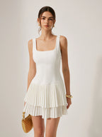 MARIA Robe plissée à encolure carrée