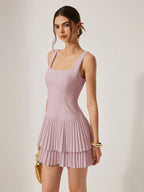 MARIA Robe plissée à encolure carrée