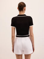 Polo manches courtes maille côtelée