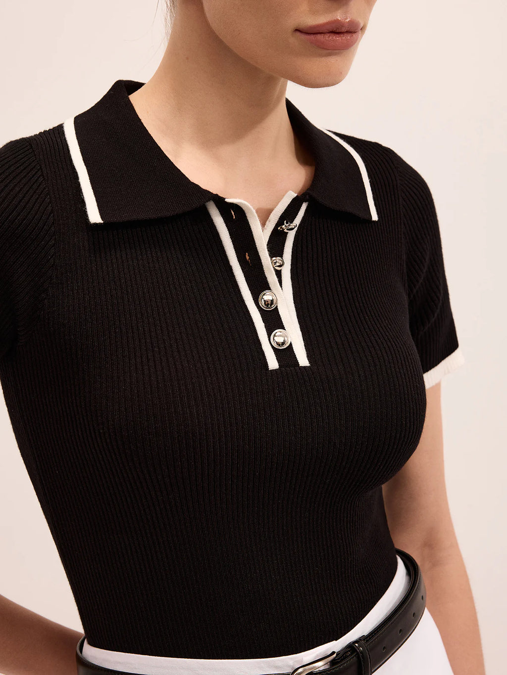 Polo manches courtes maille côtelée