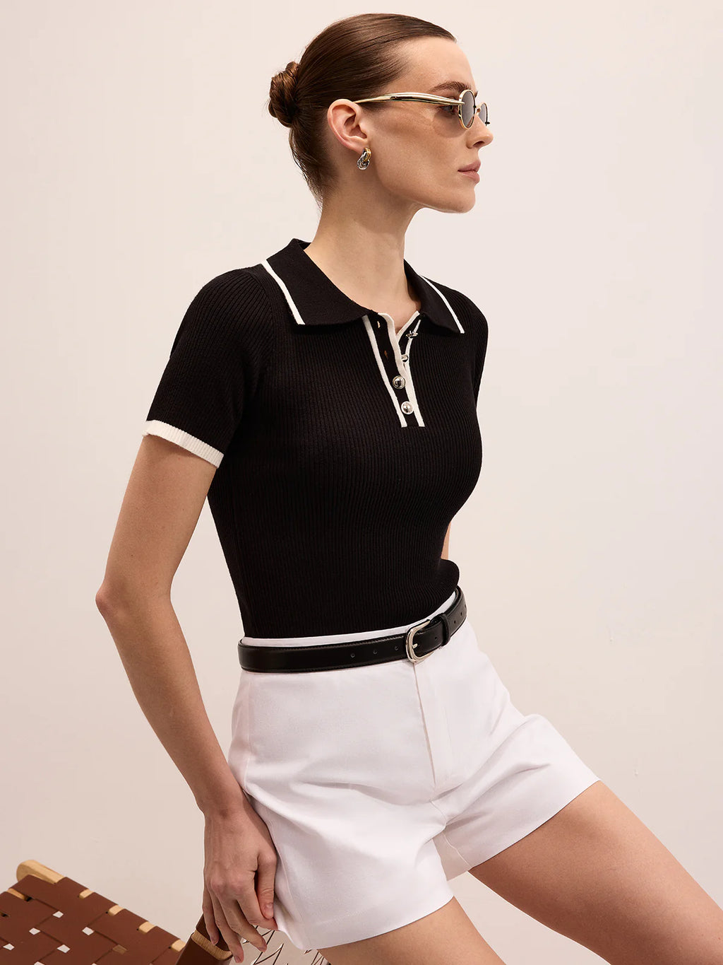 Polo manches courtes maille côtelée