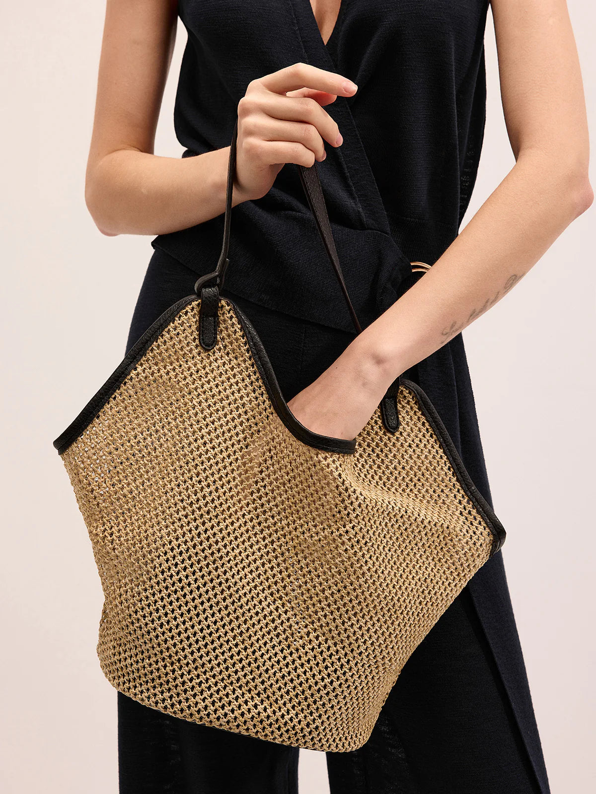 Sac cabas hobo en paille tressée