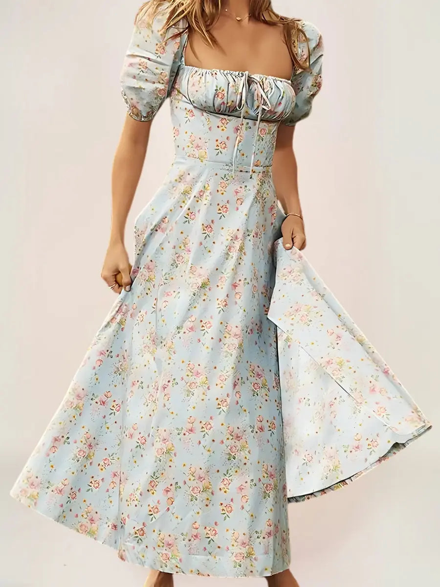 Althéa Robe Bohème Florale Manches Bouffantes - ComfySweet