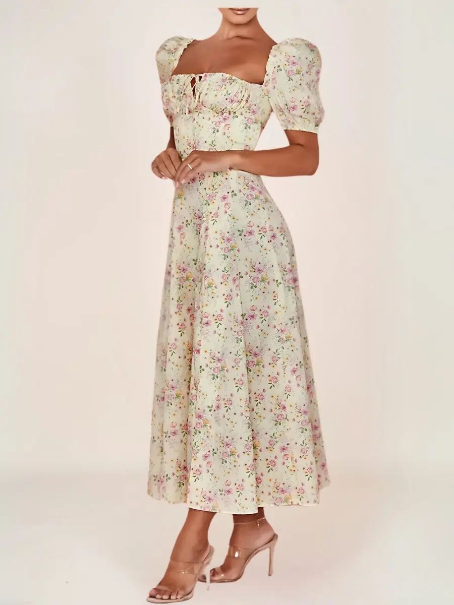 Althéa Robe Bohème Florale Manches Bouffantes - ComfySweet