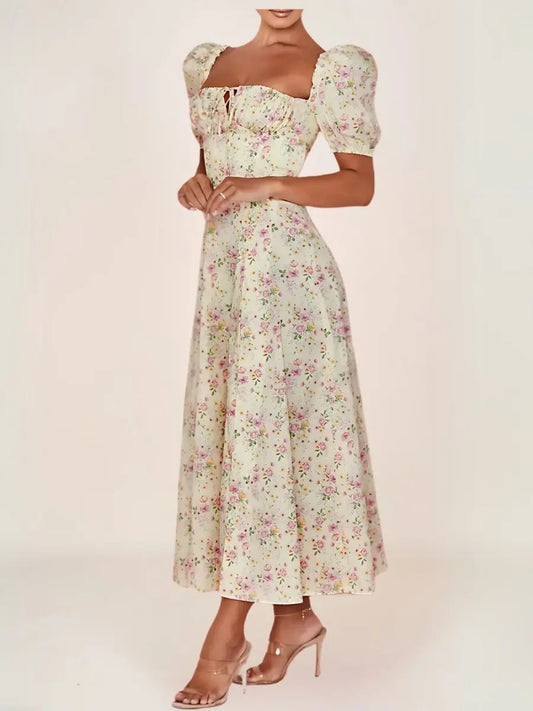 Althéa Robe Bohème Florale Manches Bouffantes - ComfySweet
