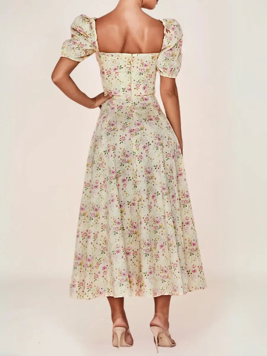 Althéa Robe Bohème Florale Manches Bouffantes - ComfySweet