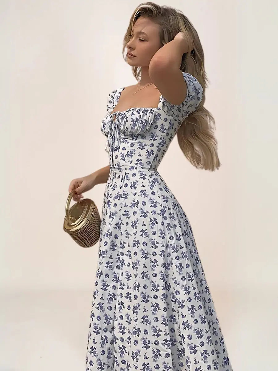 Althéa Robe Bohème Florale Manches Bouffantes - ComfySweet