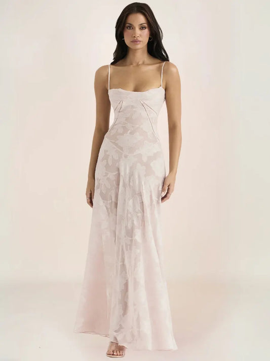 Inaya Robe Bohème Longue Corset Dos Rose - ComfySweet