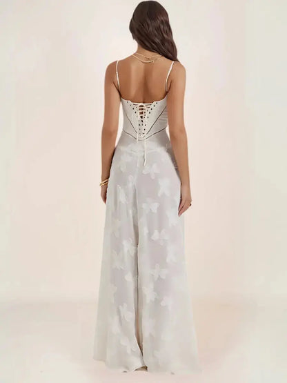 Inaya Robe Bohème Longue Corset Dos Blanche - ComfySweet